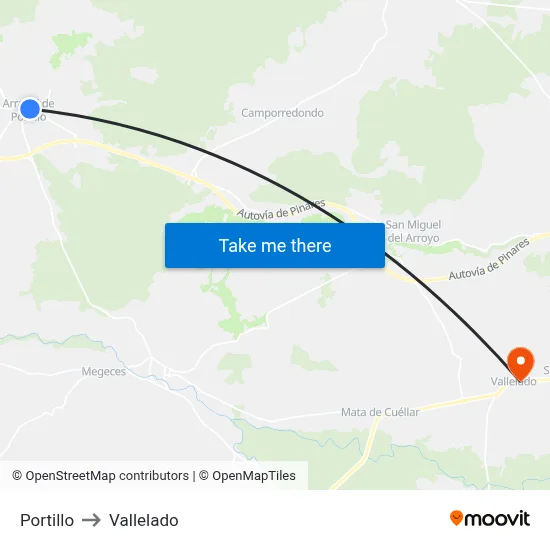 Portillo to Vallelado map