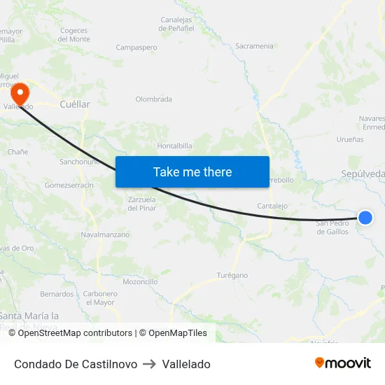 Condado De Castilnovo to Vallelado map