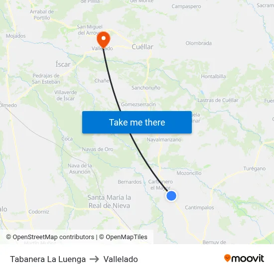 Tabanera La Luenga to Vallelado map