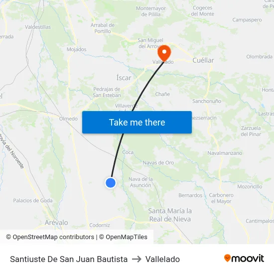 Santiuste De San Juan Bautista to Vallelado map