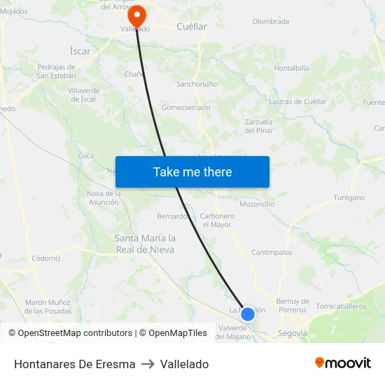 Hontanares De Eresma to Vallelado map