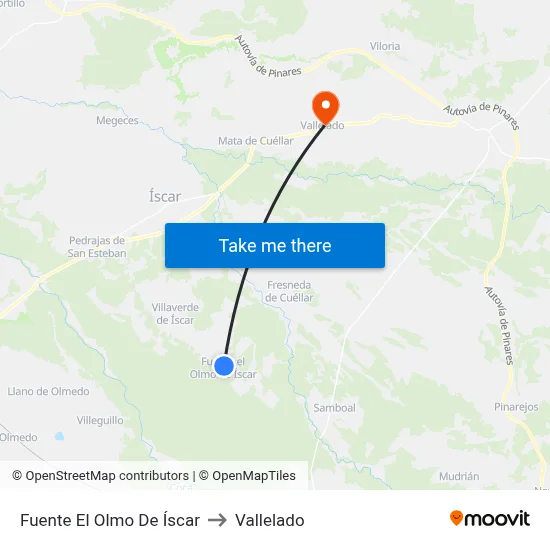 Fuente El Olmo De Íscar to Vallelado map