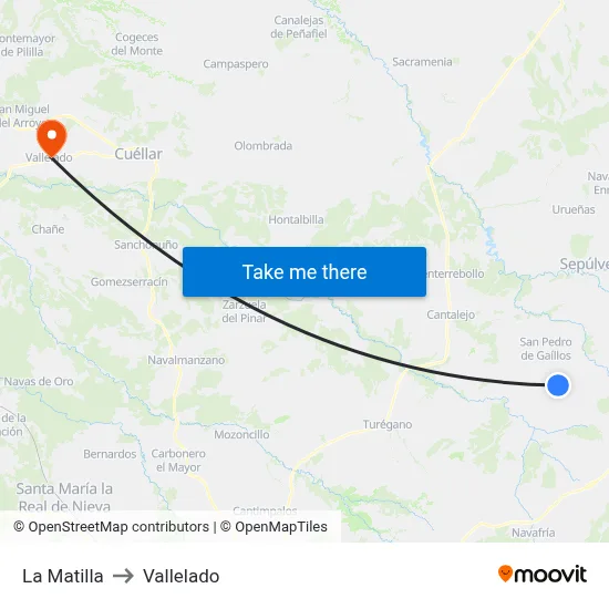 La Matilla to Vallelado map