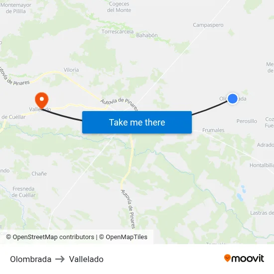 Olombrada to Vallelado map