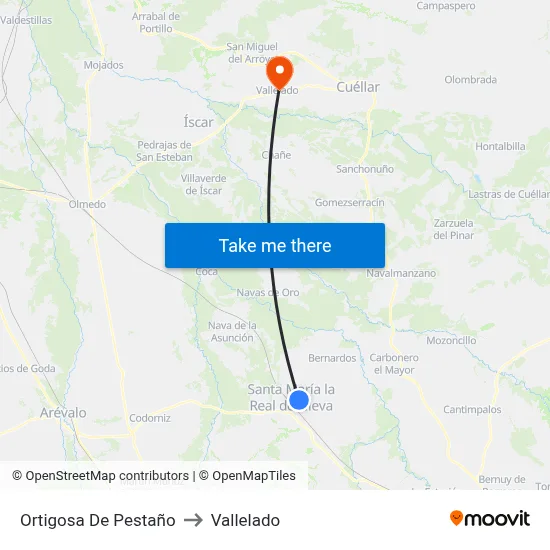 Ortigosa De Pestaño to Vallelado map