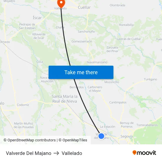 Valverde Del Majano to Vallelado map