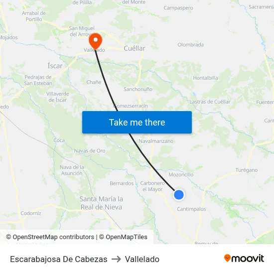 Escarabajosa De Cabezas to Vallelado map