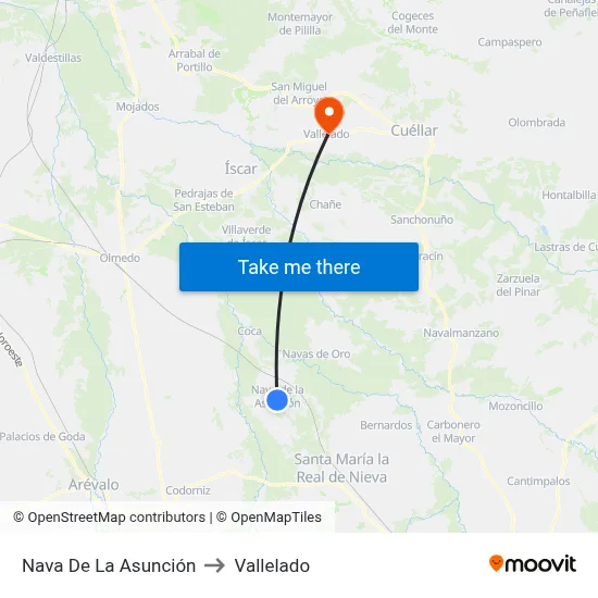 Nava De La Asunción to Vallelado map