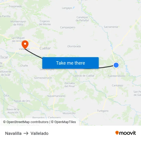 Navalilla to Vallelado map