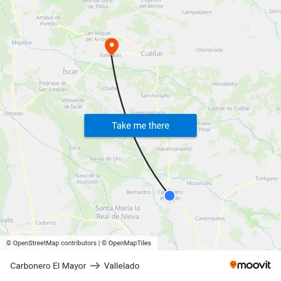 Carbonero El Mayor to Vallelado map