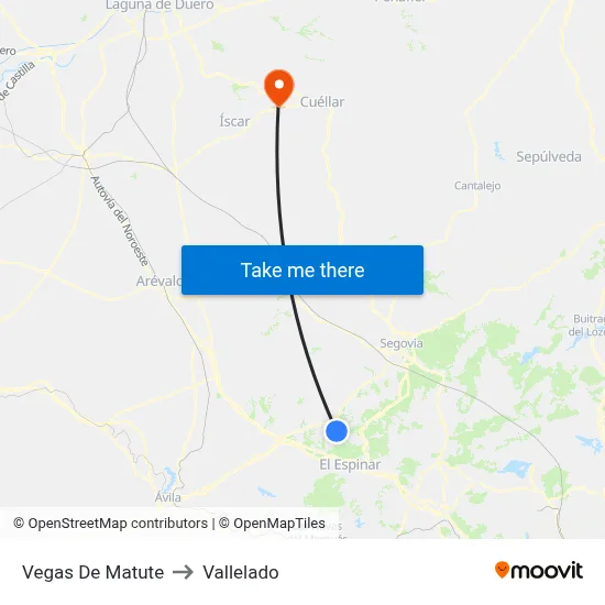 Vegas De Matute to Vallelado map