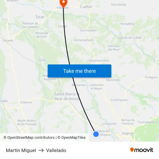 Martín Miguel to Vallelado map