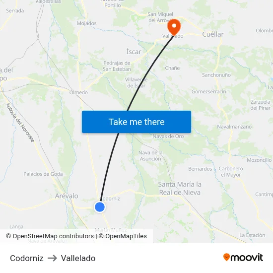 Codorniz to Vallelado map