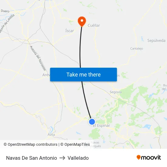 Navas De San Antonio to Vallelado map