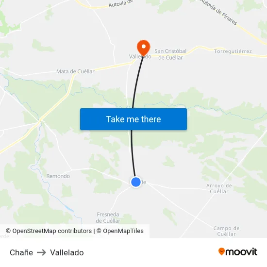 Chañe to Vallelado map