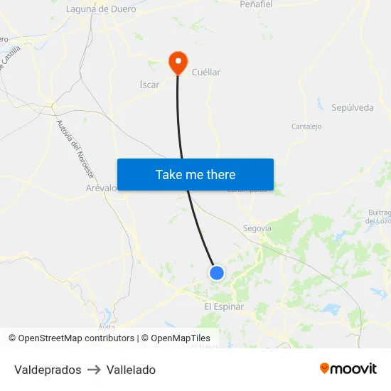 Valdeprados to Vallelado map