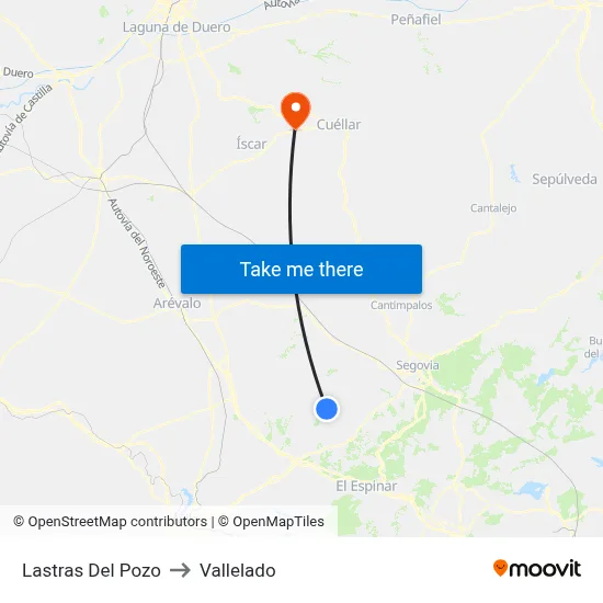 Lastras Del Pozo to Vallelado map