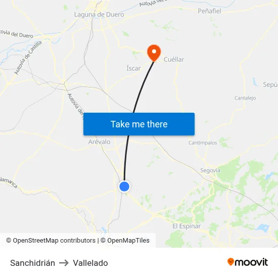 Sanchidrián to Vallelado map