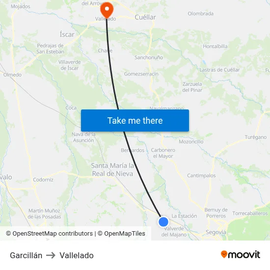 Garcillán to Vallelado map