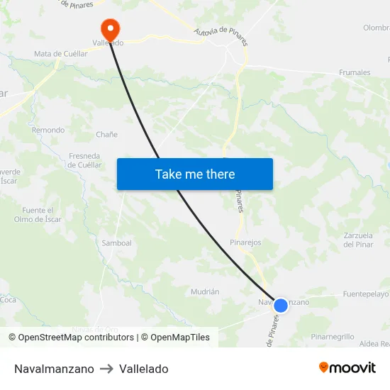 Navalmanzano to Vallelado map