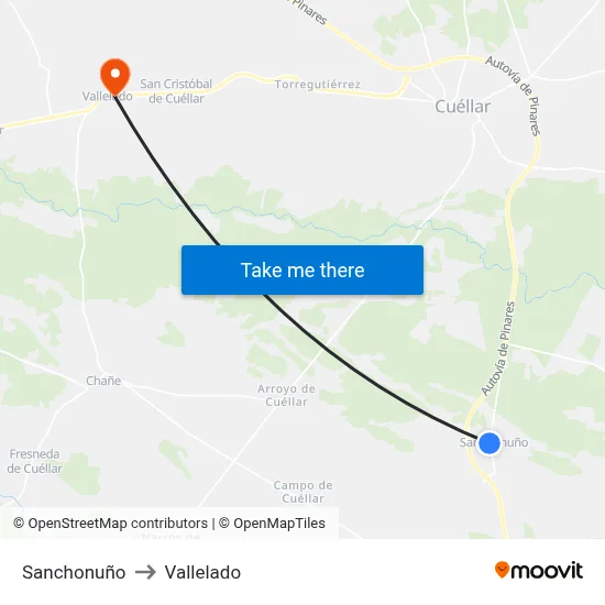 Sanchonuño to Vallelado map
