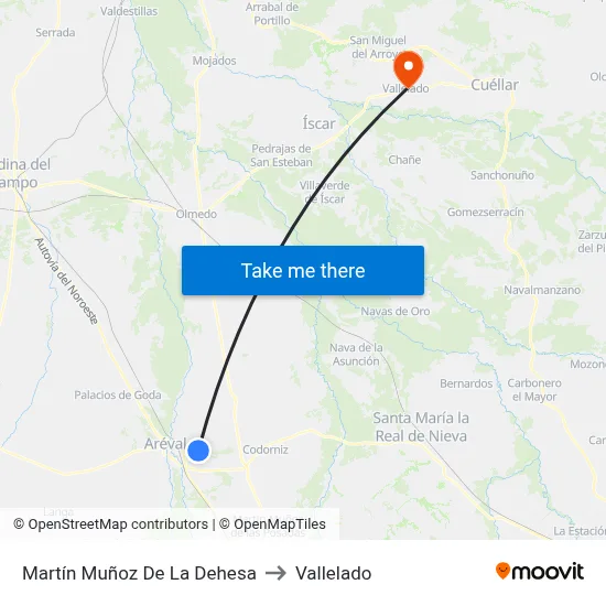 Martín Muñoz De La Dehesa to Vallelado map