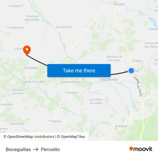 Boceguillas to Perosillo map