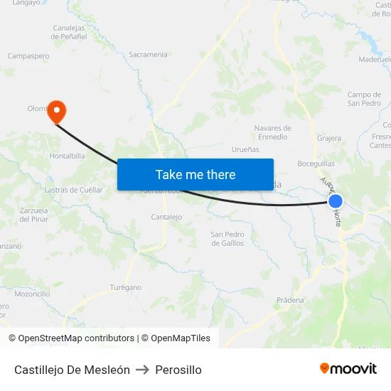 Castillejo De Mesleón to Perosillo map