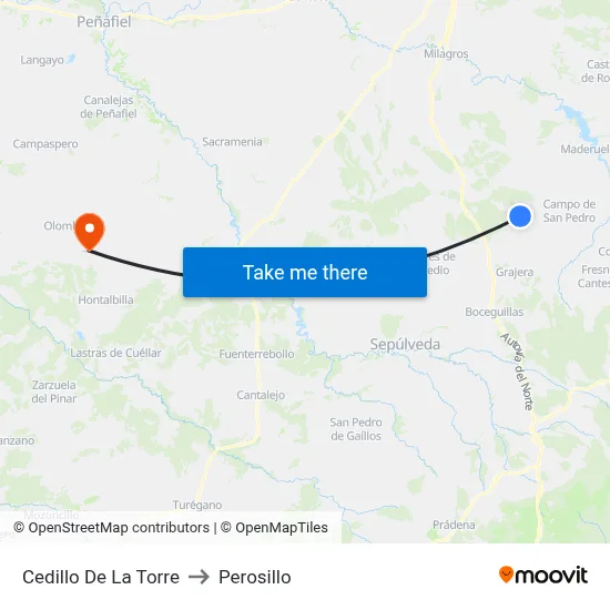 Cedillo De La Torre to Perosillo map