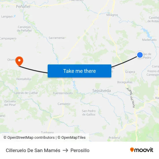 Cilleruelo De San Mamés to Perosillo map