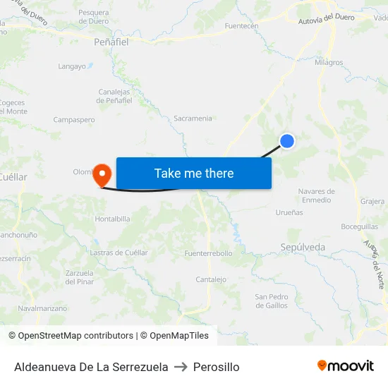 Aldeanueva De La Serrezuela to Perosillo map