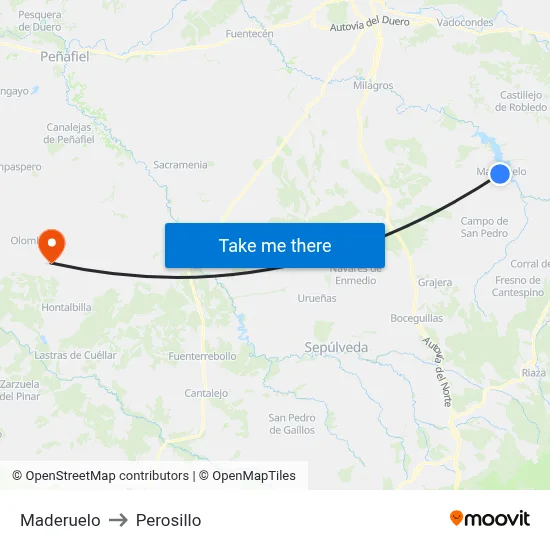 Maderuelo to Perosillo map