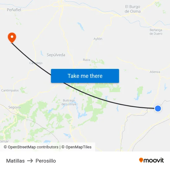 Matillas to Perosillo map
