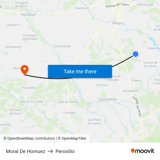 Moral De Hornuez to Perosillo map