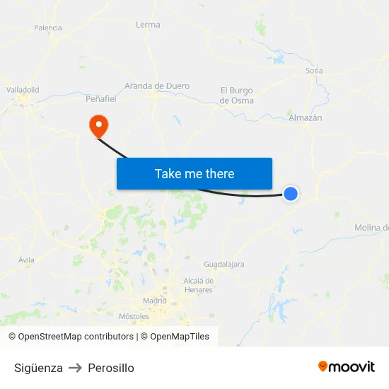 Sigüenza to Perosillo map