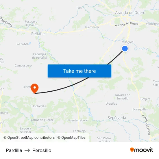 Pardilla to Perosillo map