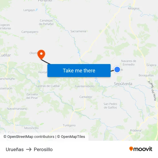 Urueñas to Perosillo map