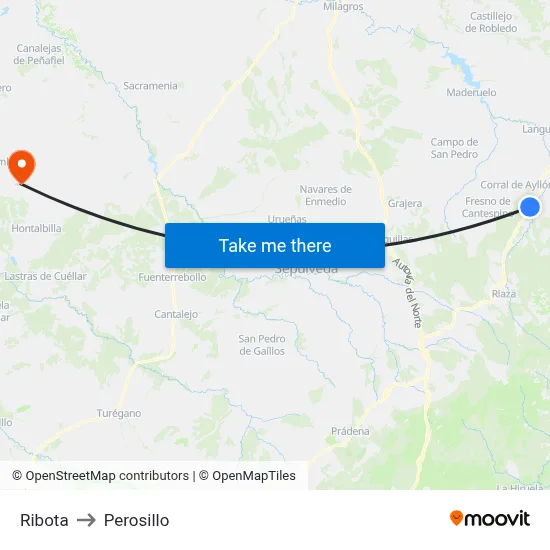 Ribota to Perosillo map