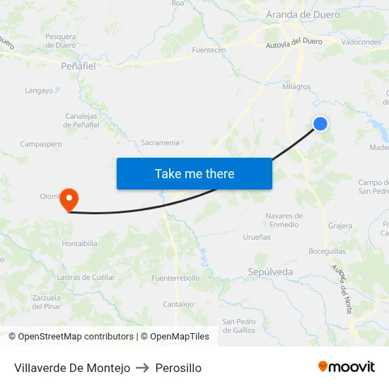 Villaverde De Montejo to Perosillo map