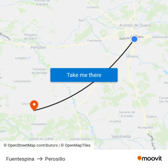 Fuentespina to Perosillo map