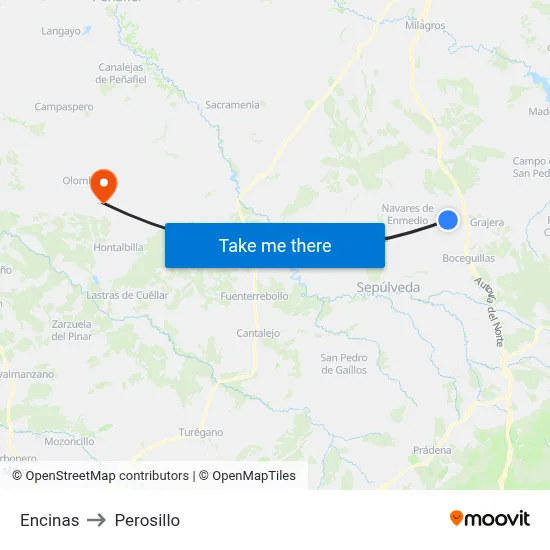 Encinas to Perosillo map
