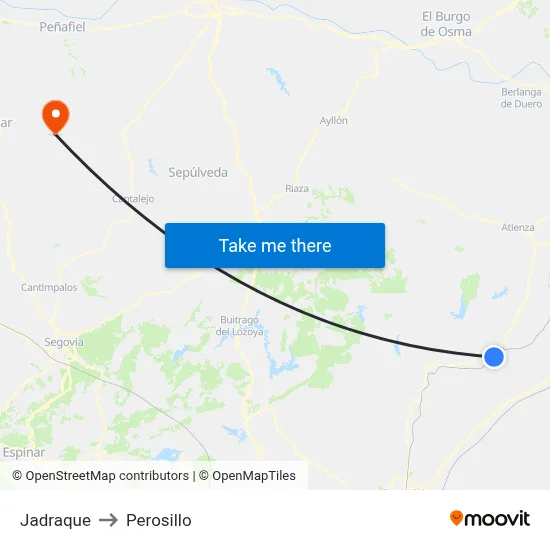 Jadraque to Perosillo map