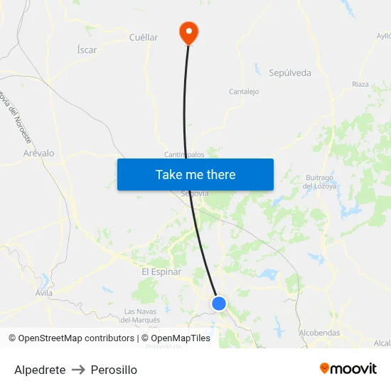 Alpedrete to Perosillo map