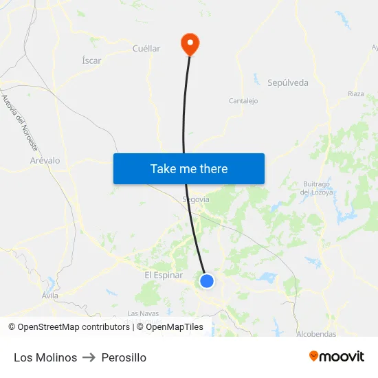 Los Molinos to Perosillo map