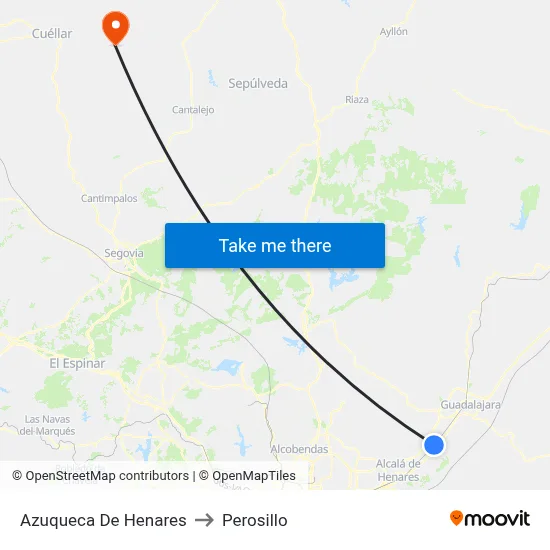 Azuqueca De Henares to Perosillo map