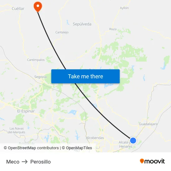 Meco to Perosillo map