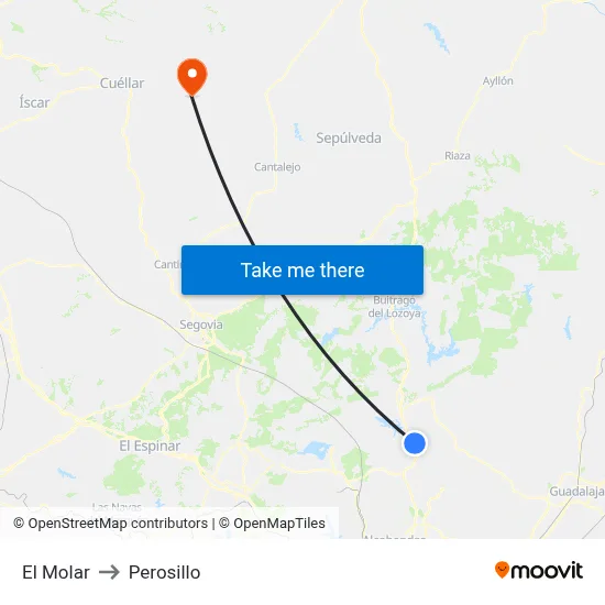 El Molar to Perosillo map