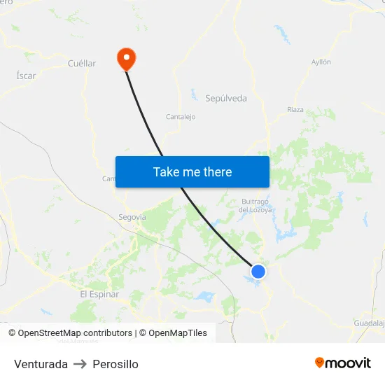 Venturada to Perosillo map