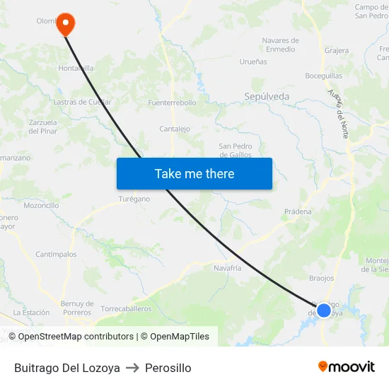 Buitrago Del Lozoya to Perosillo map
