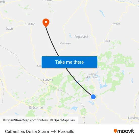 Cabanillas De La Sierra to Perosillo map